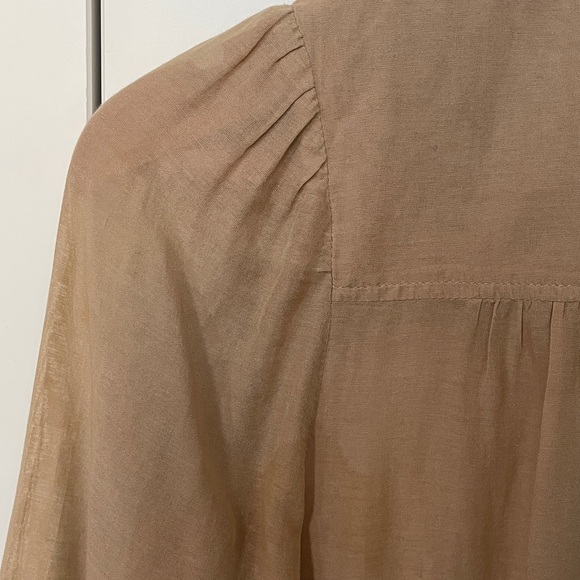 Dries Van Noten Light Brown Cotton Silk Button Down Shirt - Picture 5 of 12